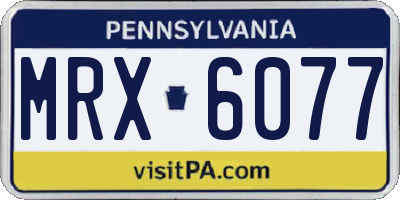 PA license plate MRX6077