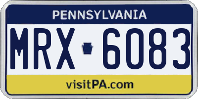 PA license plate MRX6083