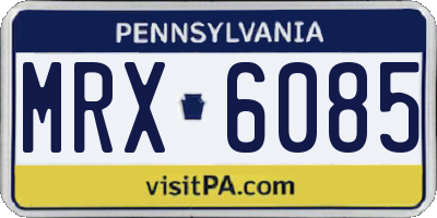 PA license plate MRX6085