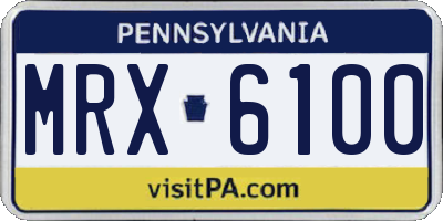 PA license plate MRX6100