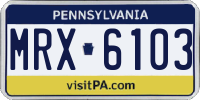 PA license plate MRX6103