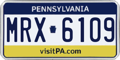 PA license plate MRX6109