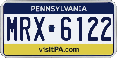 PA license plate MRX6122
