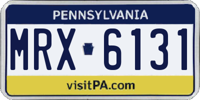 PA license plate MRX6131