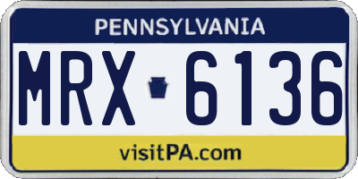PA license plate MRX6136