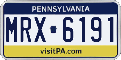 PA license plate MRX6191