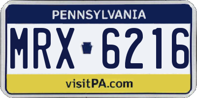 PA license plate MRX6216