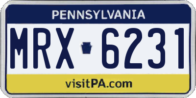 PA license plate MRX6231