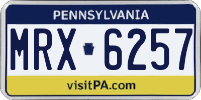 PA license plate MRX6257