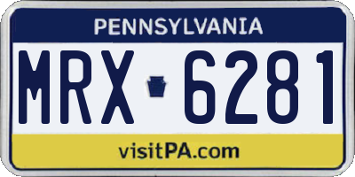 PA license plate MRX6281