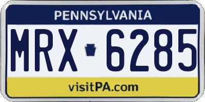 PA license plate MRX6285