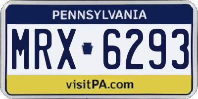 PA license plate MRX6293