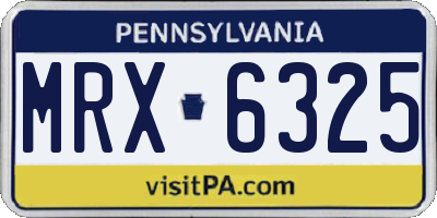 PA license plate MRX6325
