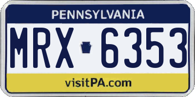PA license plate MRX6353