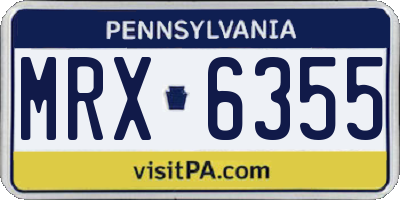 PA license plate MRX6355
