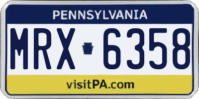 PA license plate MRX6358