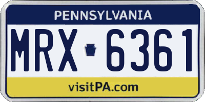 PA license plate MRX6361