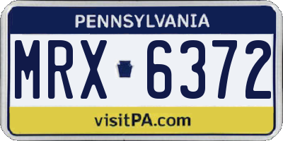 PA license plate MRX6372