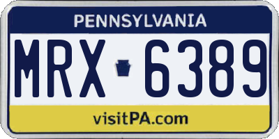 PA license plate MRX6389
