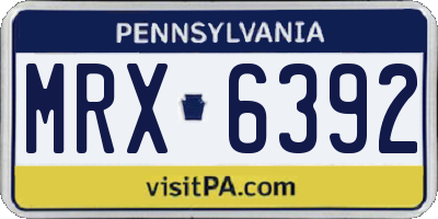 PA license plate MRX6392