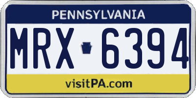 PA license plate MRX6394
