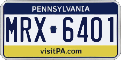 PA license plate MRX6401