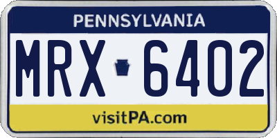 PA license plate MRX6402