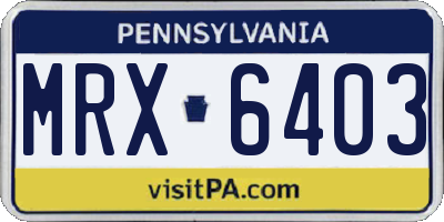PA license plate MRX6403