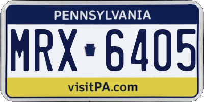 PA license plate MRX6405