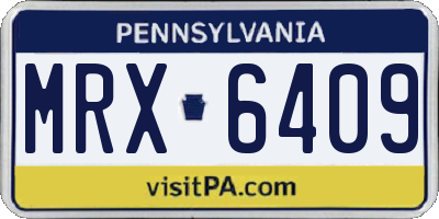 PA license plate MRX6409