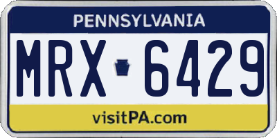 PA license plate MRX6429