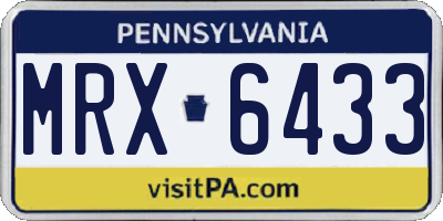 PA license plate MRX6433