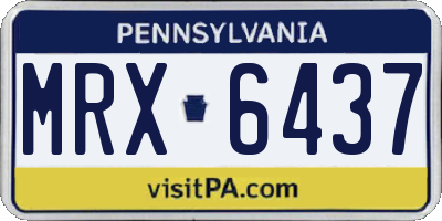 PA license plate MRX6437