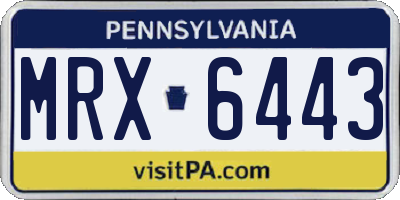 PA license plate MRX6443
