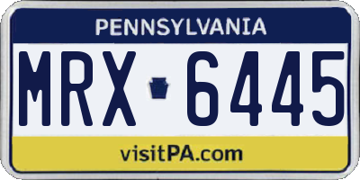 PA license plate MRX6445