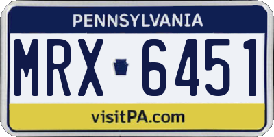 PA license plate MRX6451