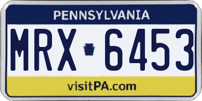 PA license plate MRX6453