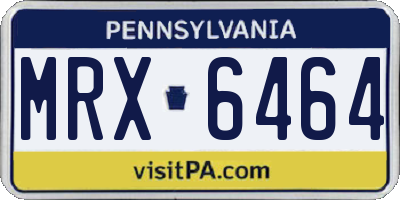PA license plate MRX6464