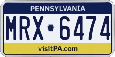 PA license plate MRX6474