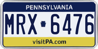 PA license plate MRX6476