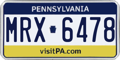 PA license plate MRX6478