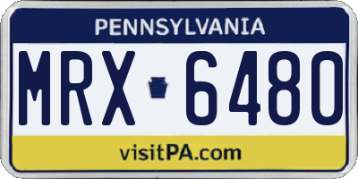 PA license plate MRX6480