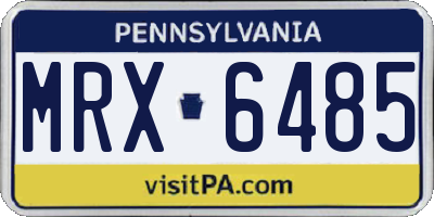 PA license plate MRX6485
