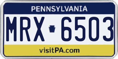 PA license plate MRX6503