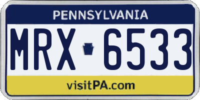 PA license plate MRX6533