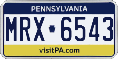 PA license plate MRX6543