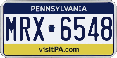 PA license plate MRX6548
