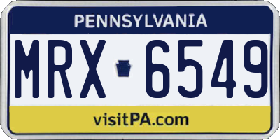 PA license plate MRX6549