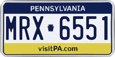 PA license plate MRX6551