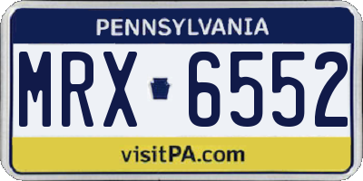 PA license plate MRX6552